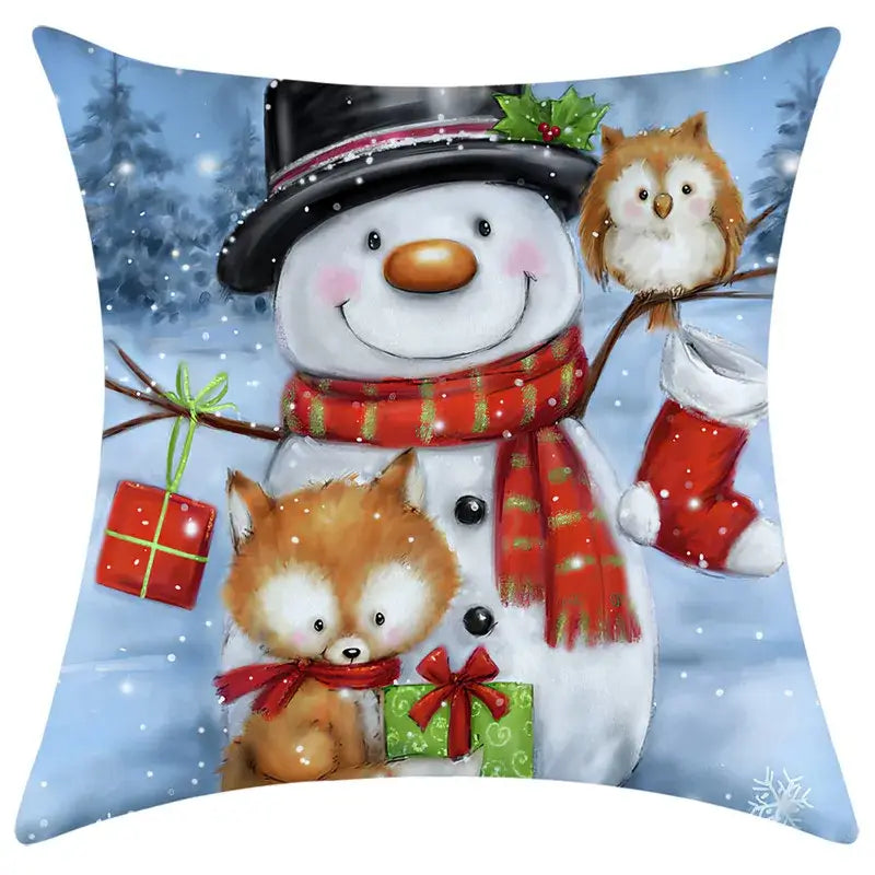 Festive character print christmas pillowcase living room decor