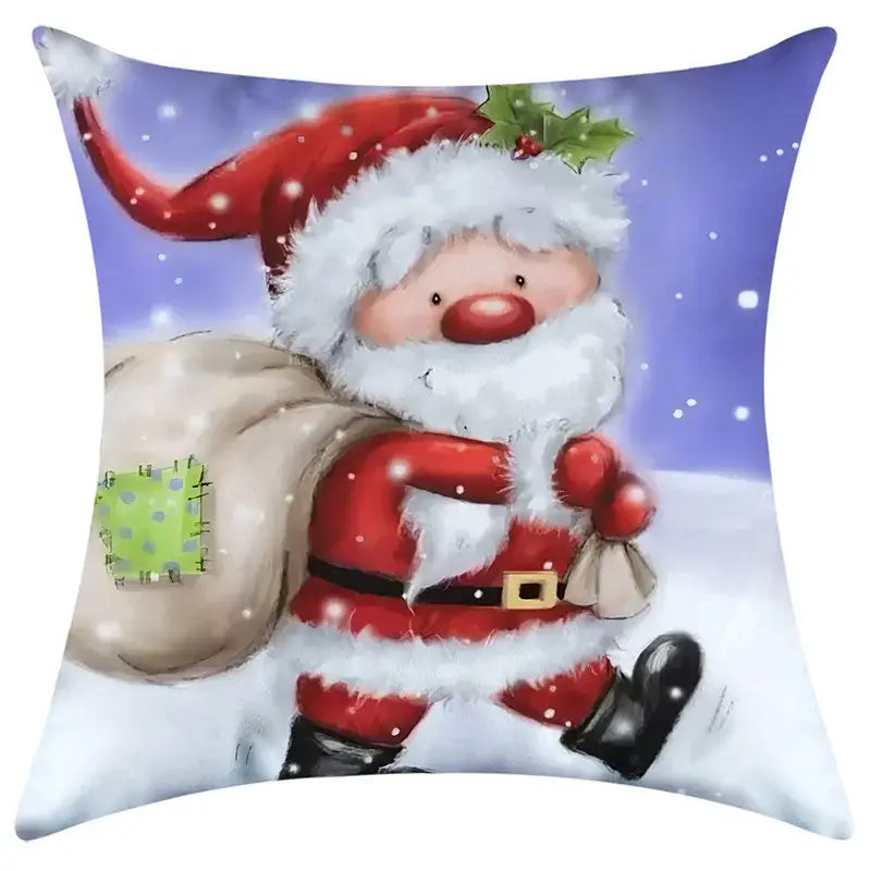 Festive character print christmas pillowcase living room decor