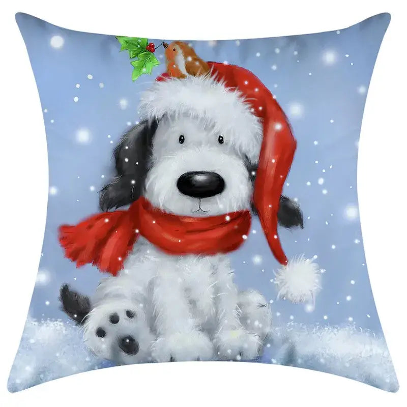 Festive character print christmas pillowcase living room decor