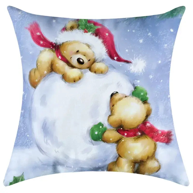 Festive character print christmas pillowcase living room decor