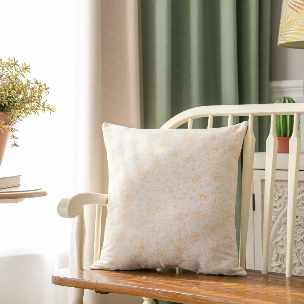 Festive plaid cushion cover with gold snowflakes living room decor