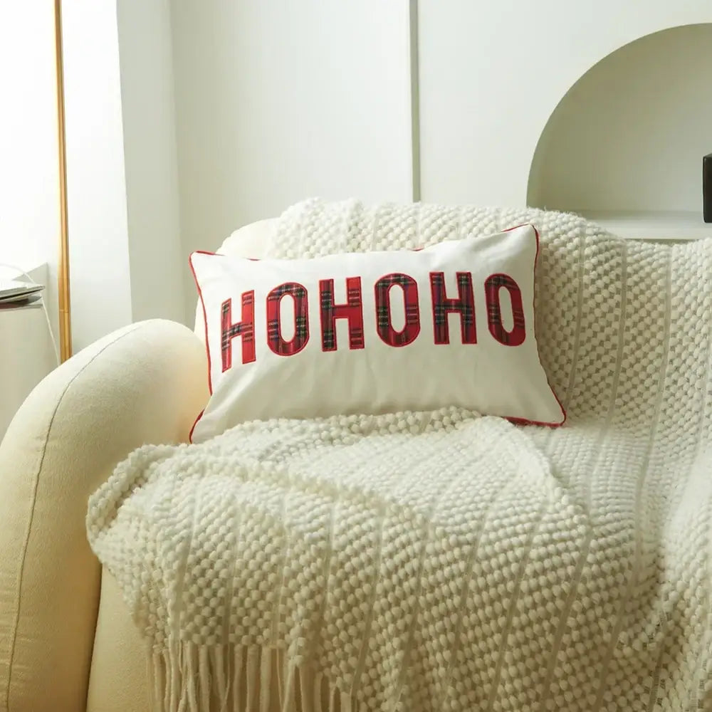 Christmas plaid print pillow case set red & white living room decor