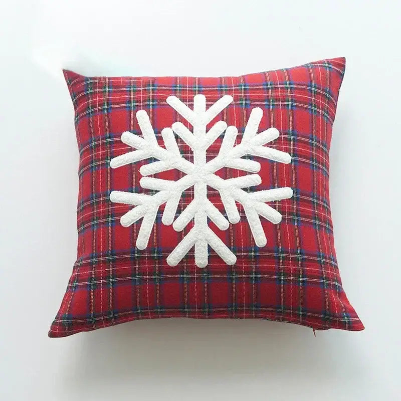 Christmas plaid print pillow case set red & white living room decor