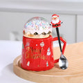 Red and green christmas planet ceramic mug with spoon kitchen gift