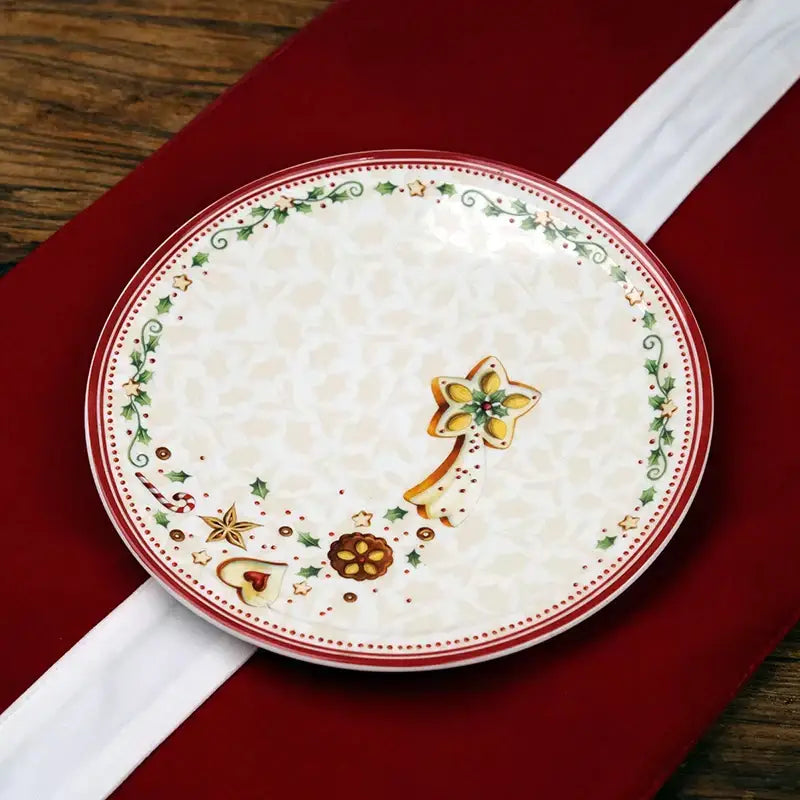 Festive red & white christmas porcelain tableware set dining room
