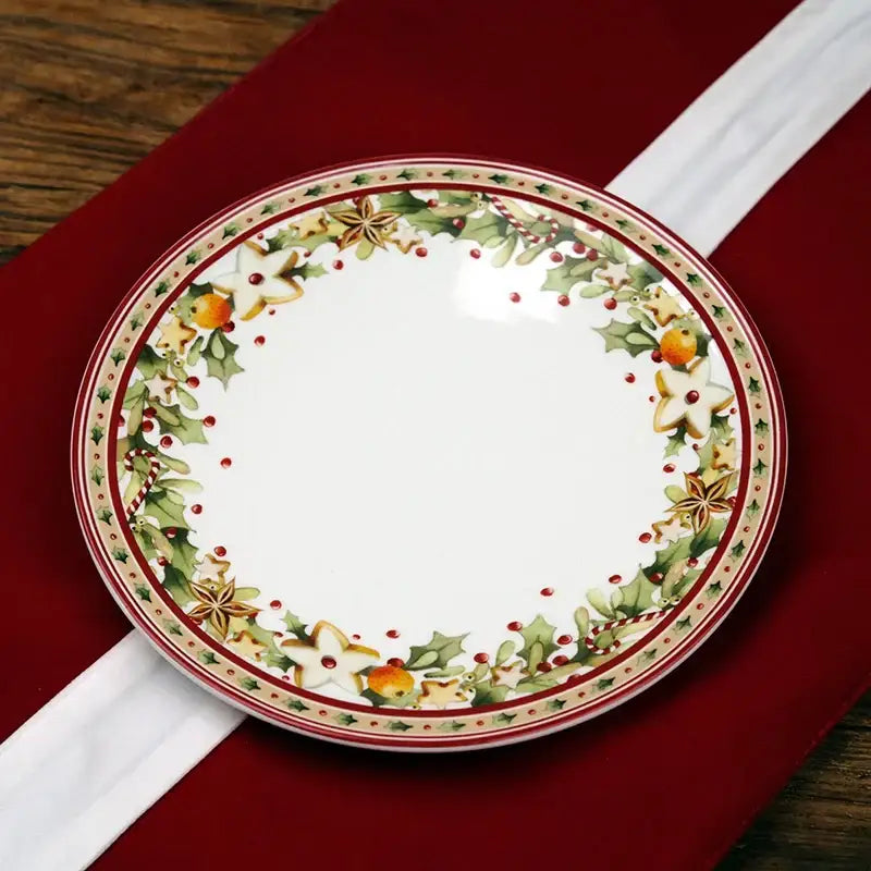 Festive red & white christmas porcelain tableware set dining room
