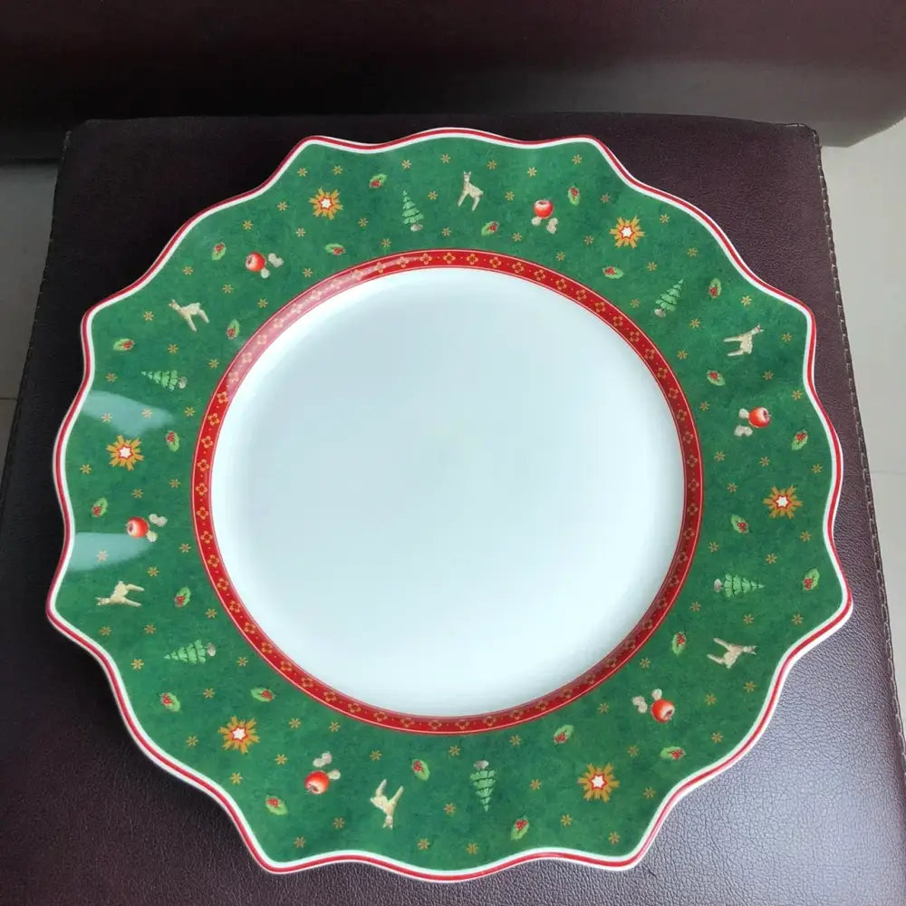 Festive red & white christmas porcelain tableware set dining room
