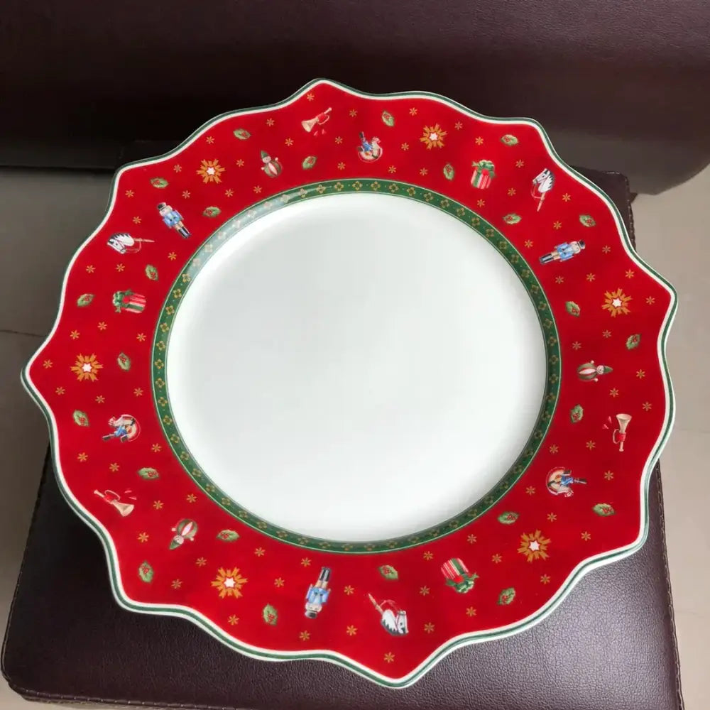 Festive red & white christmas porcelain tableware set dining room