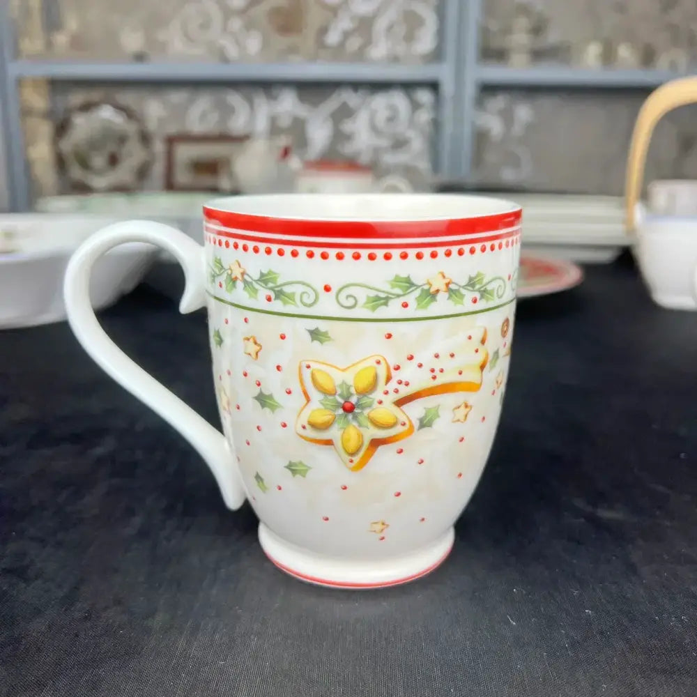 Festive red & white christmas porcelain tableware set dining room