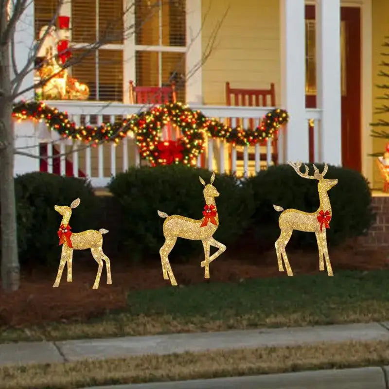Golden illuminated decorbites christmas reindeer – outdoor led light