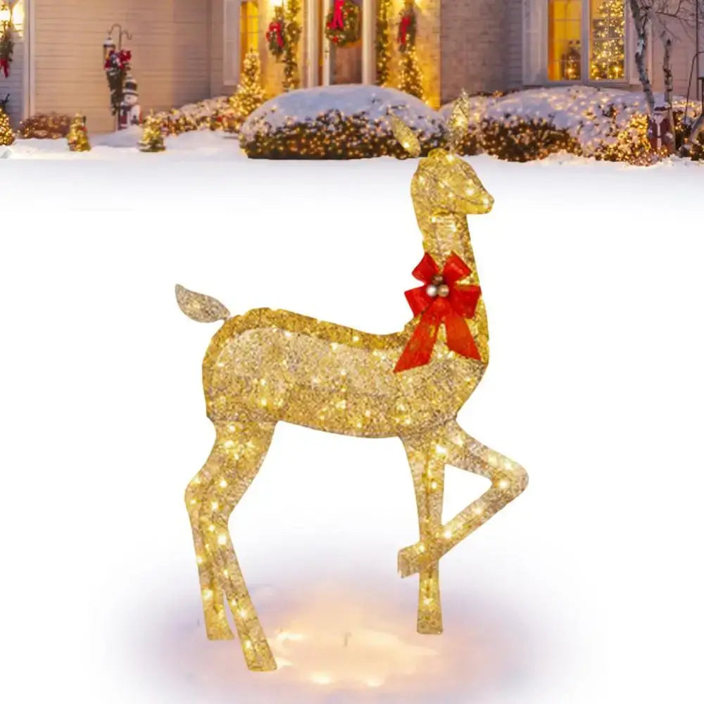 Golden illuminated decorbites christmas reindeer – outdoor led light
