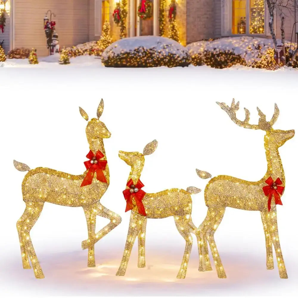 Golden illuminated decorbites christmas reindeer – outdoor led light