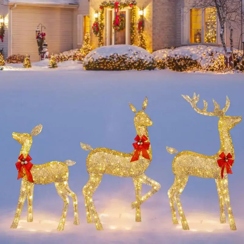 Golden illuminated decorbites christmas reindeer – outdoor led light