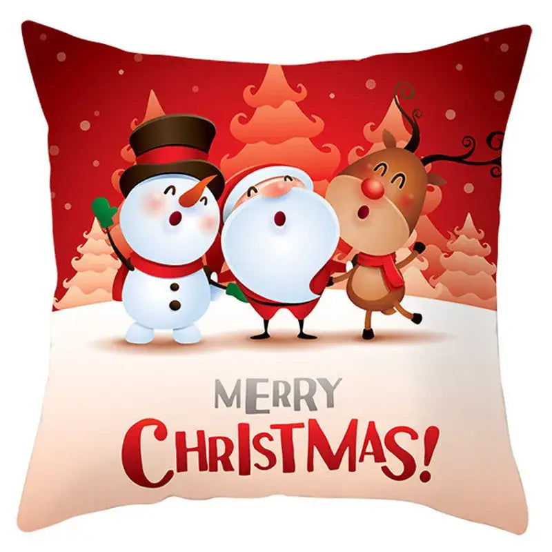 Red and white santa claus snowflake pillow cover living room decor