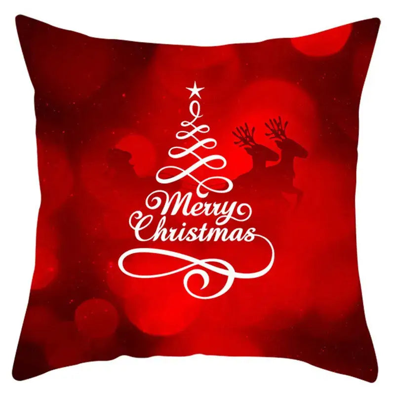 Red and white santa claus snowflake pillow cover living room decor