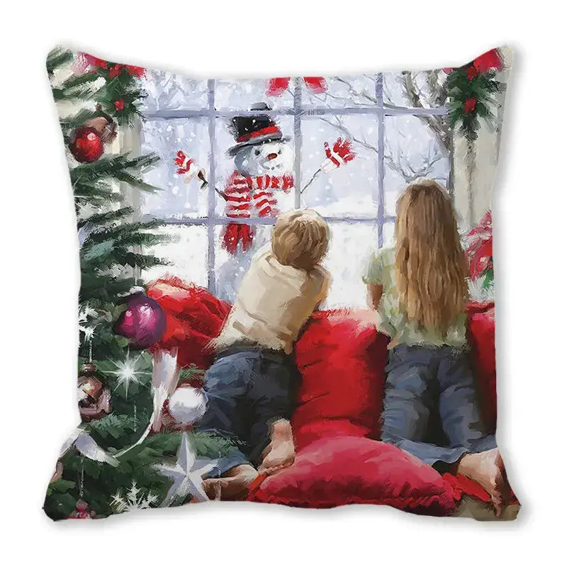 Festive christmas short plush pillowcase living room decor