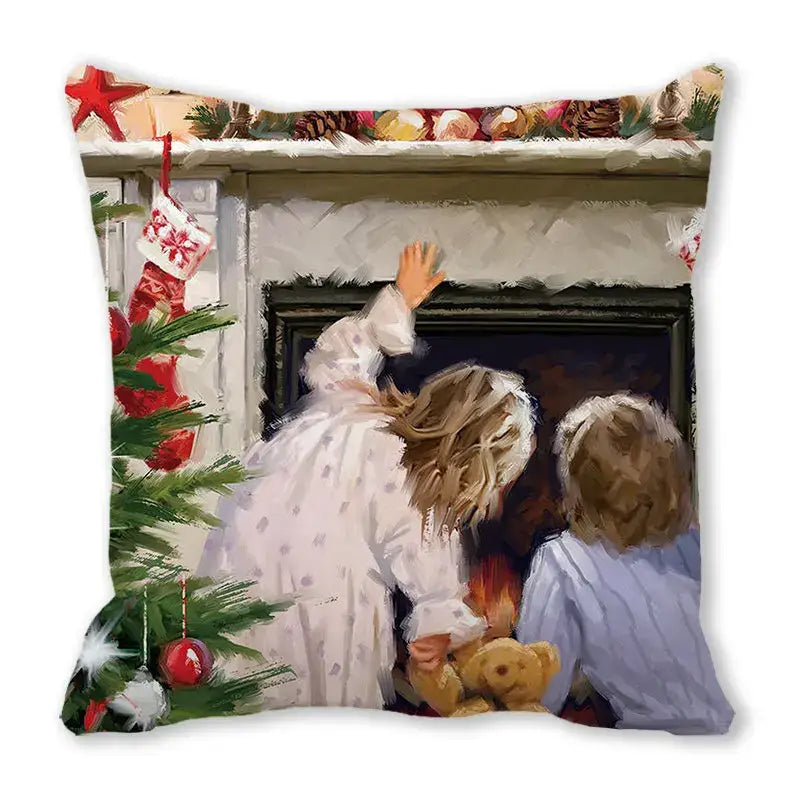 Festive christmas short plush pillowcase living room decor