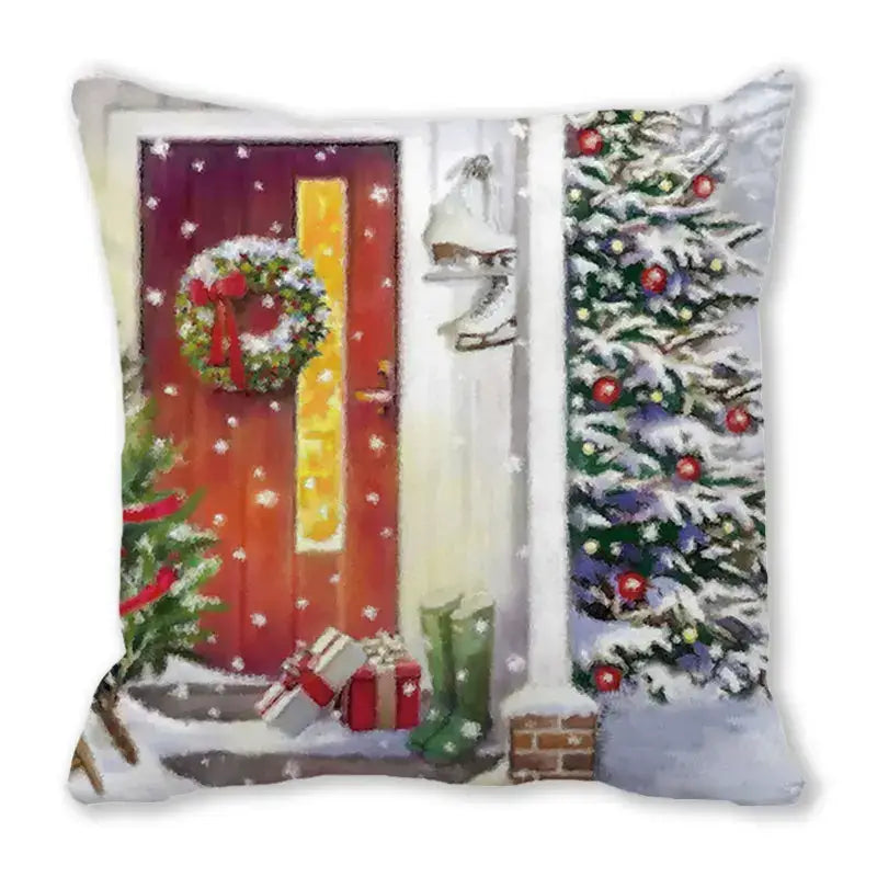 Festive christmas short plush pillowcase living room decor