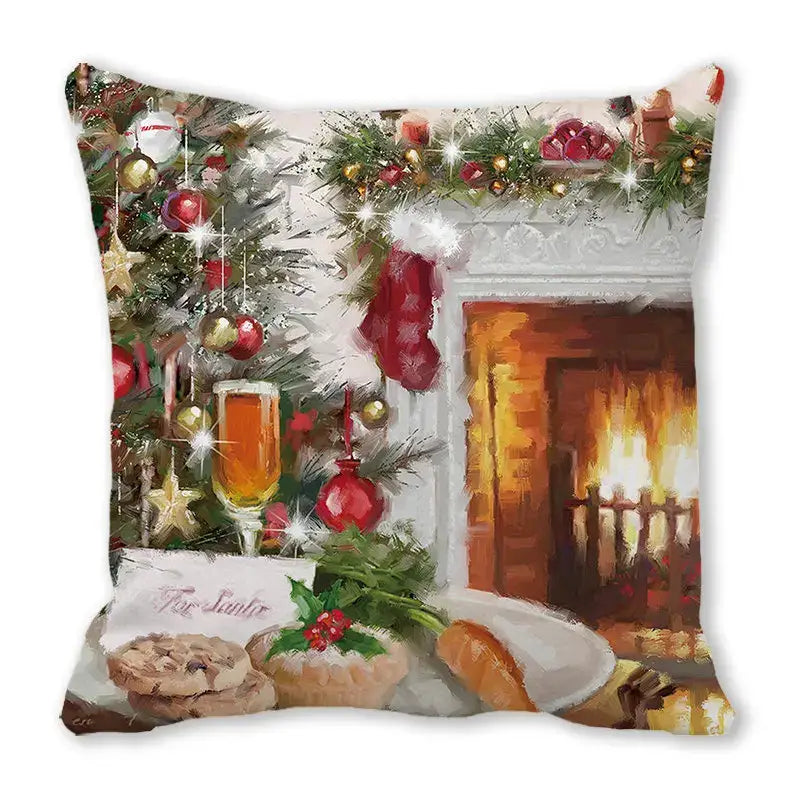 Festive christmas short plush pillowcase living room decor