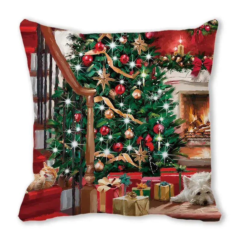 Festive christmas short plush pillowcase living room decor