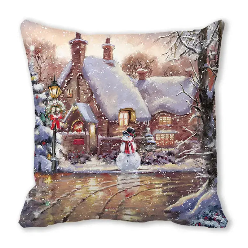 Festive christmas short plush pillowcase living room decor