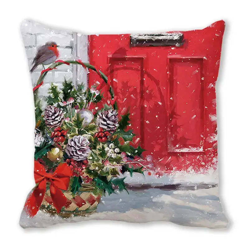 Festive christmas short plush pillowcase living room decor