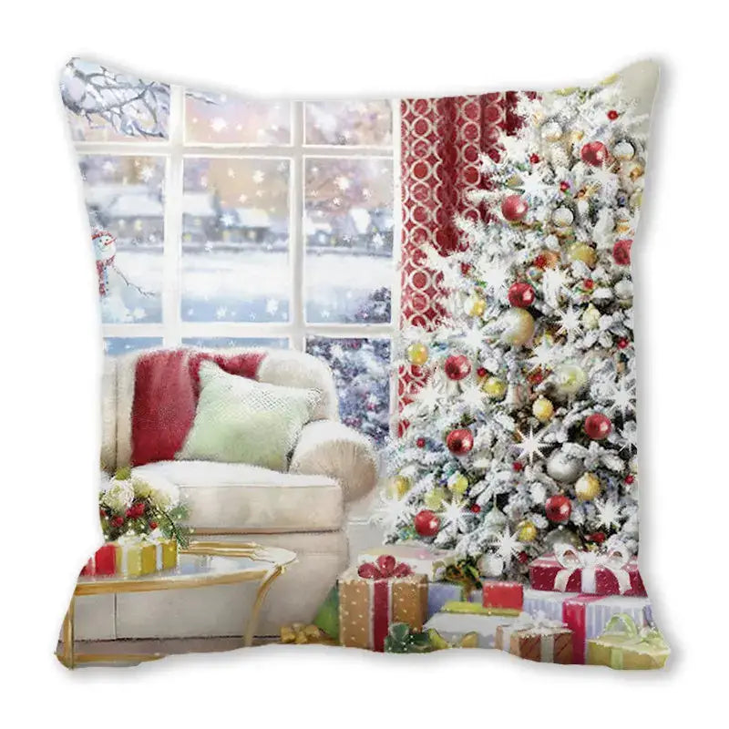 Festive christmas short plush pillowcase living room decor