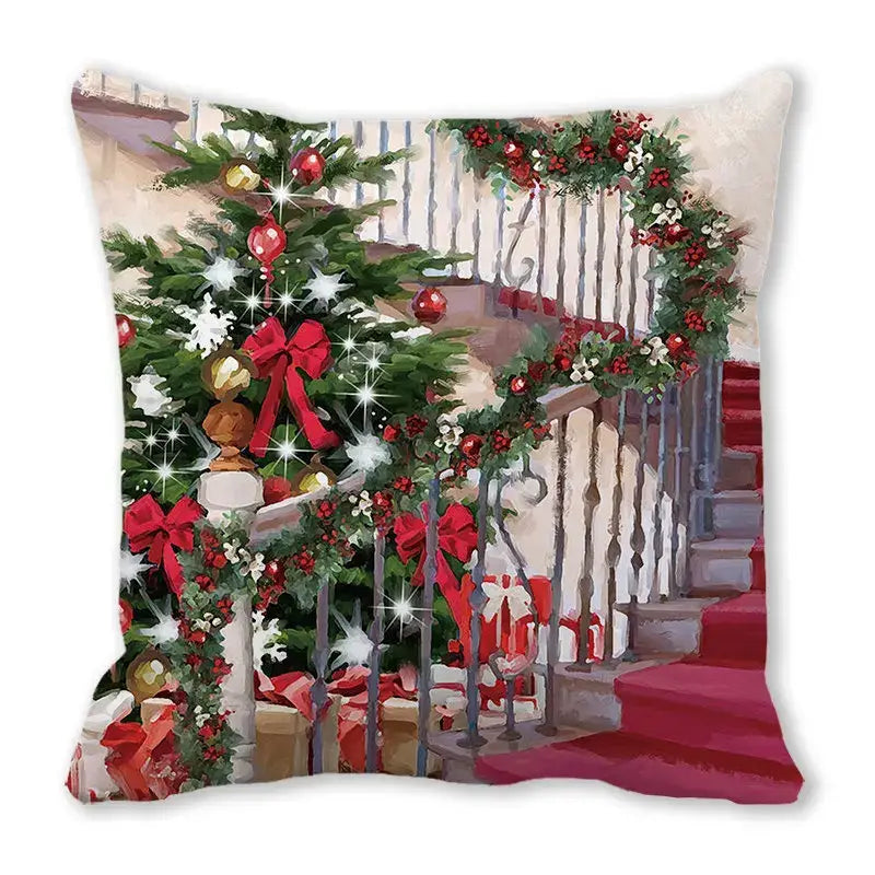 Festive christmas short plush pillowcase living room decor