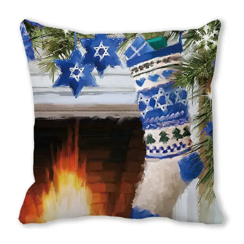 Festive christmas short plush pillowcase living room decor