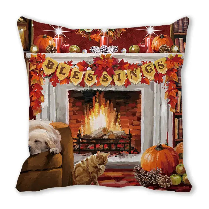 Festive christmas short plush pillowcase living room decor