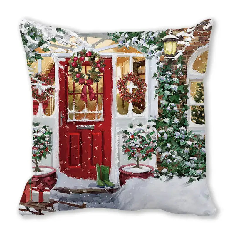 Festive christmas short plush pillowcase living room decor