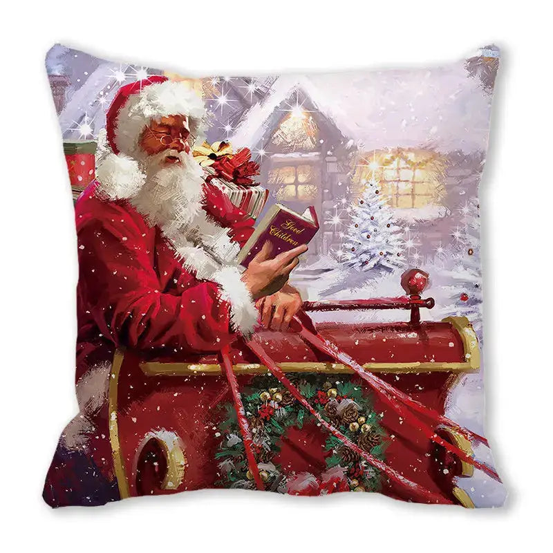Festive christmas short plush pillowcase living room decor
