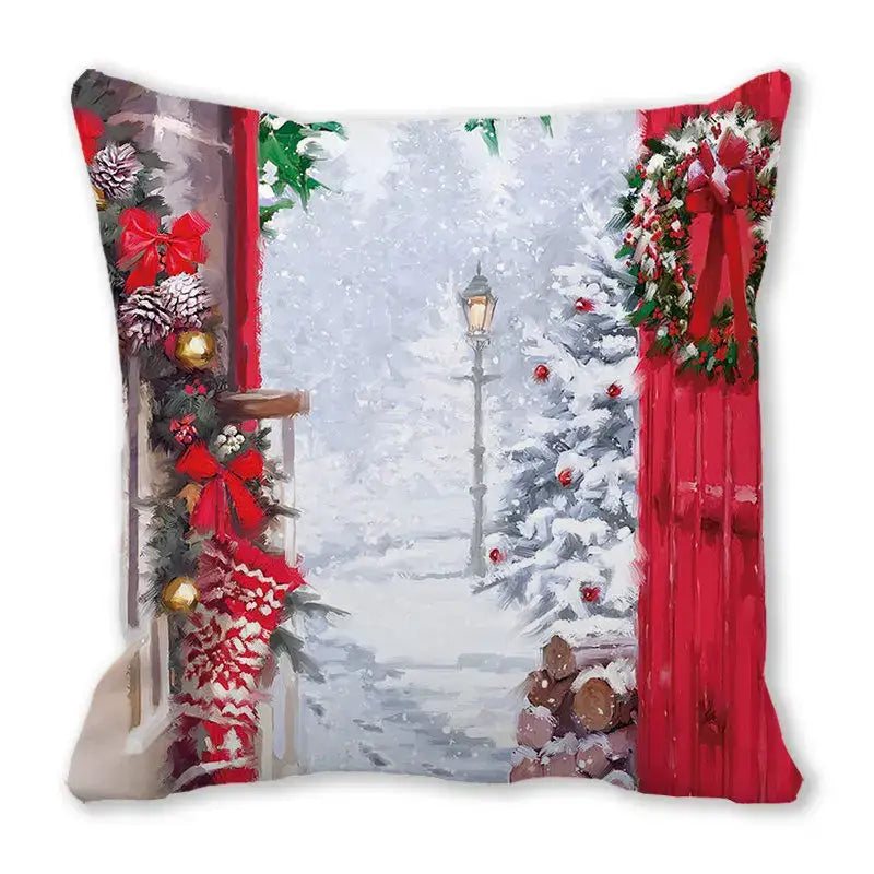 Festive christmas short plush pillowcase living room decor