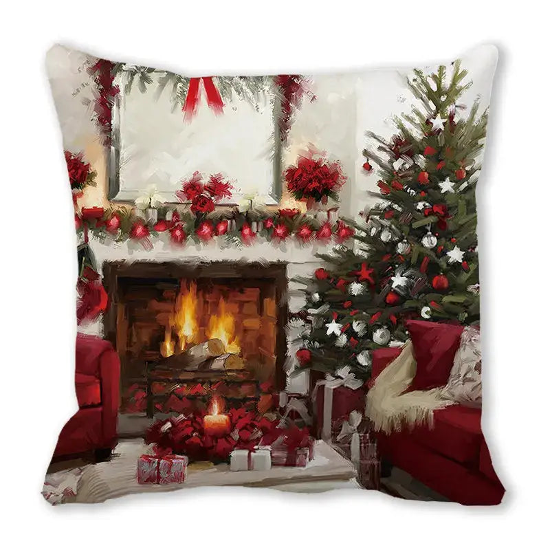 Festive christmas short plush pillowcase living room decor