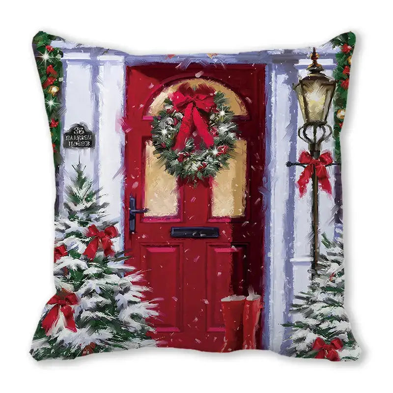 Festive christmas short plush pillowcase living room decor