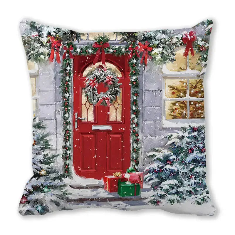 Festive christmas short plush pillowcase living room decor