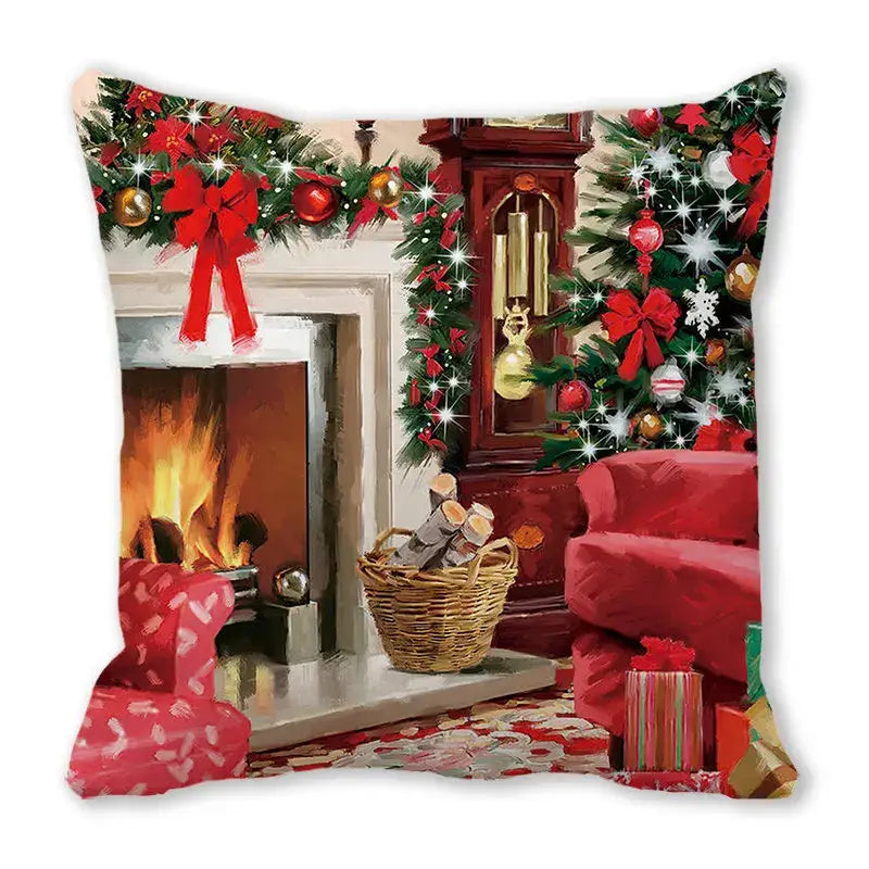 Festive christmas short plush pillowcase living room decor