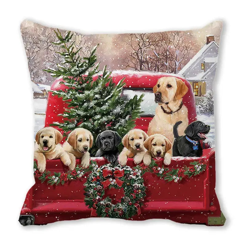 Festive christmas short plush pillowcase living room decor
