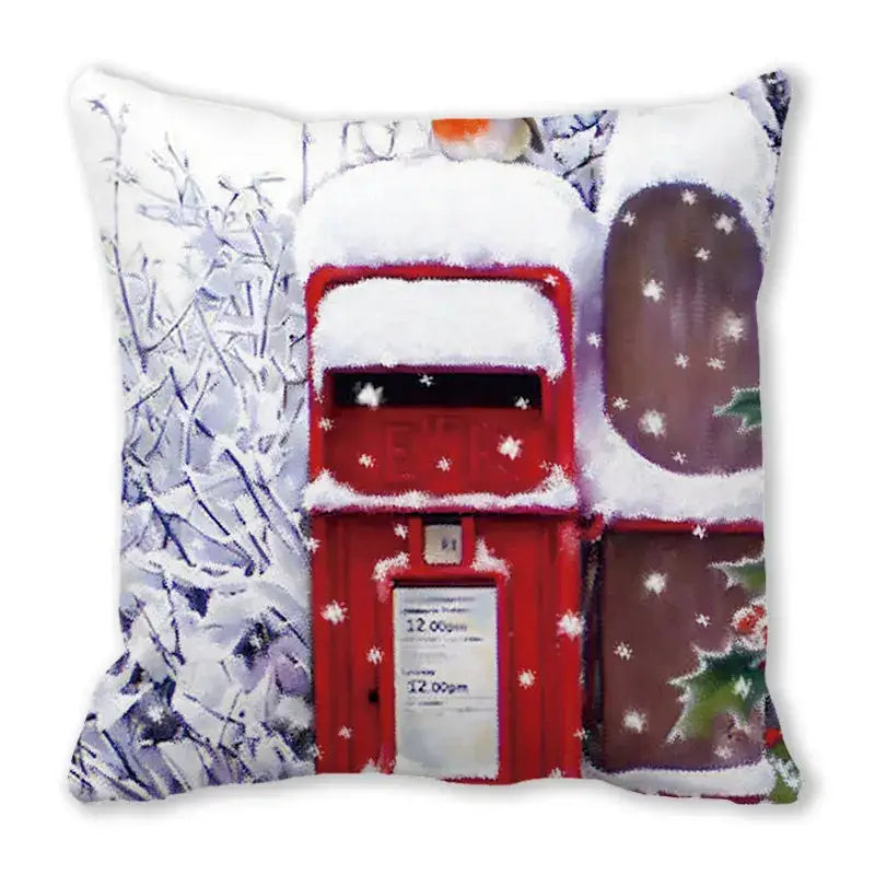 Festive christmas short plush pillowcase living room decor