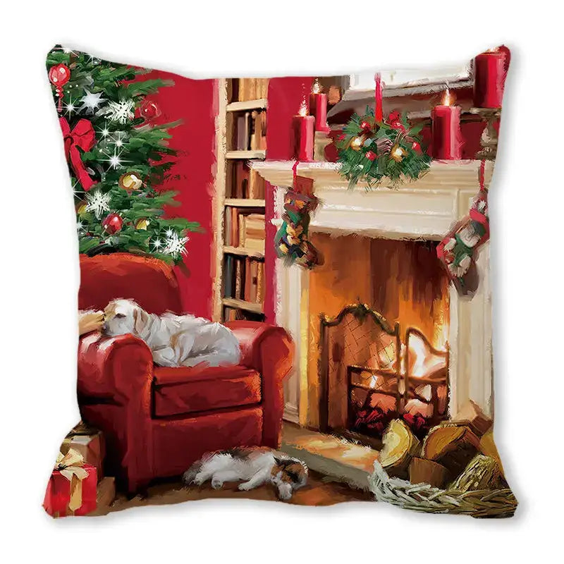 Festive christmas short plush pillowcase living room decor