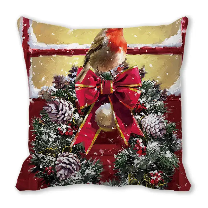 Festive christmas short plush pillowcase living room decor
