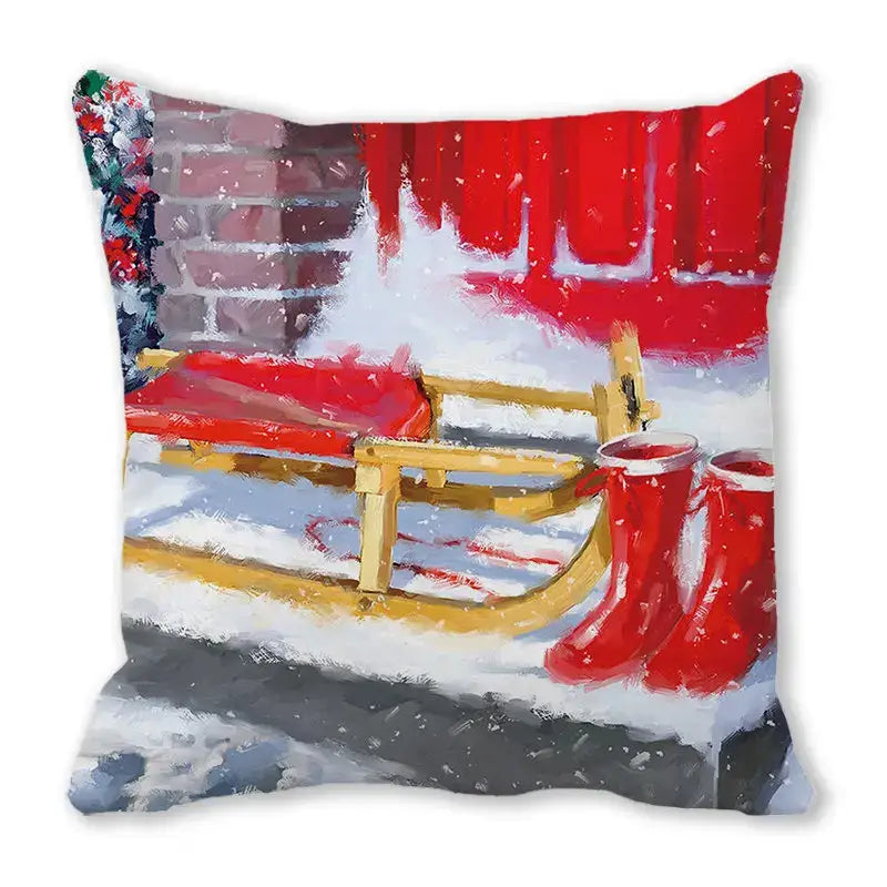 Festive christmas short plush pillowcase living room decor