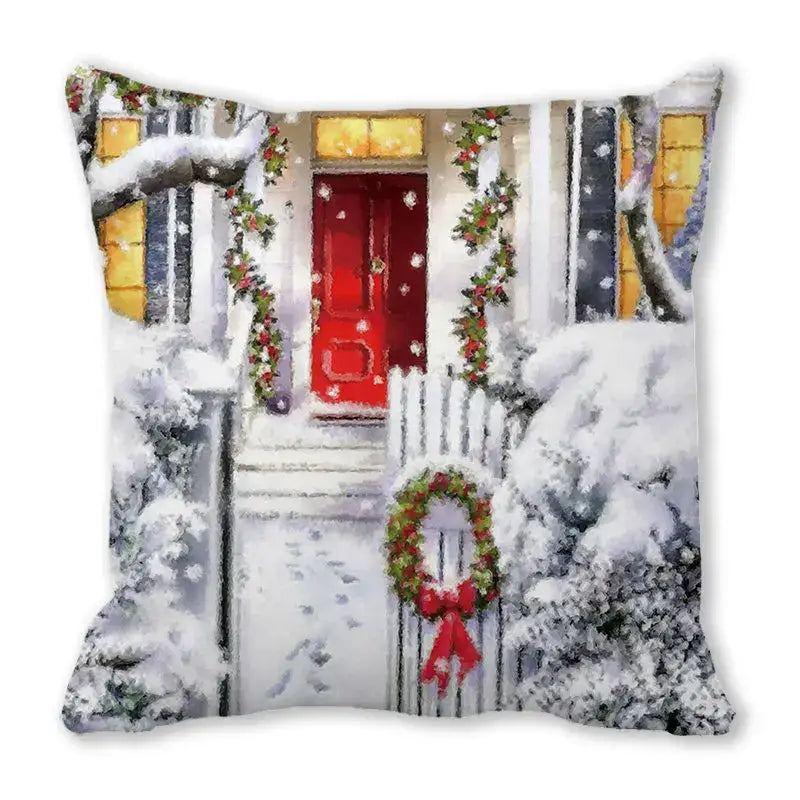 Festive christmas short plush pillowcase living room decor