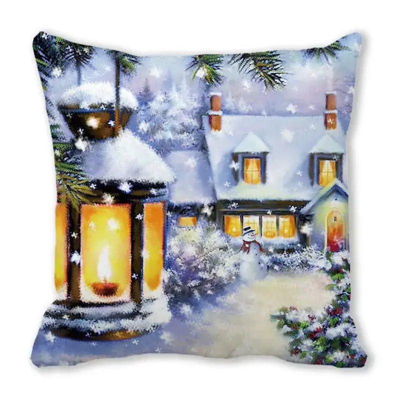 Festive christmas short plush pillowcase living room decor