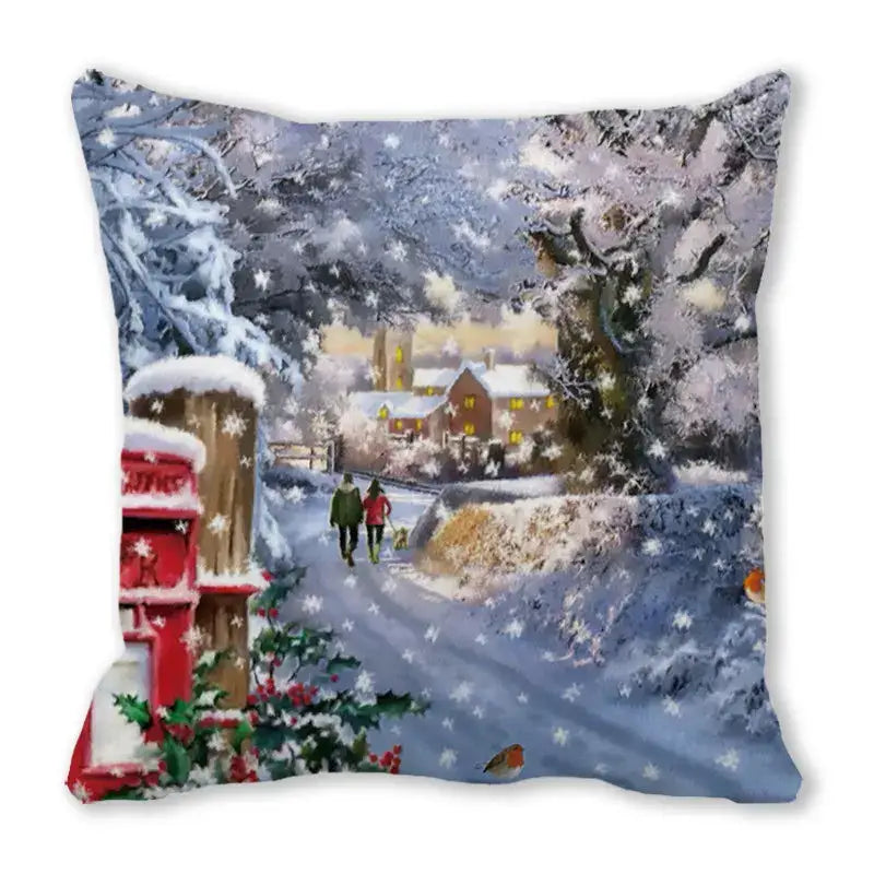 Festive christmas short plush pillowcase living room decor