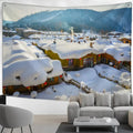 Christmas snow house tapestry – living room landscape wall art