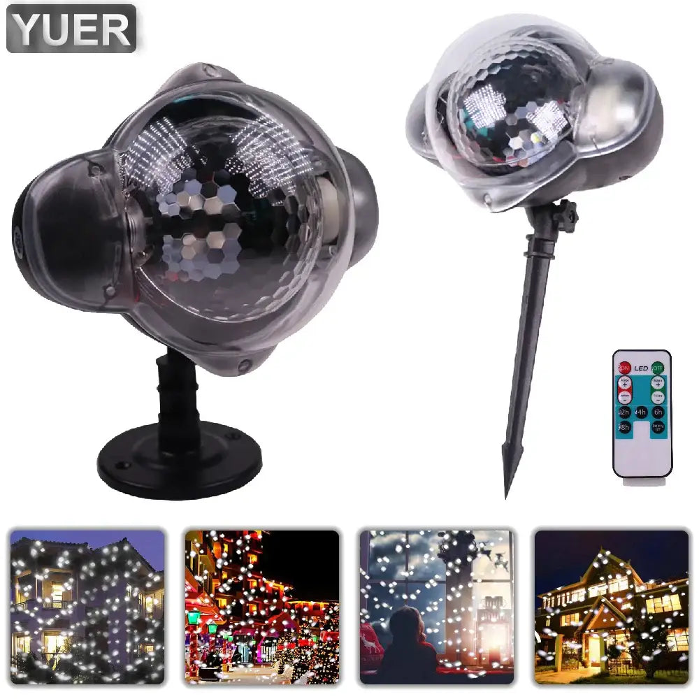 Black christmas snow projector lights outdoor party spotlight