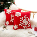 Red & white christmas snowflake embroidered cushion – living room