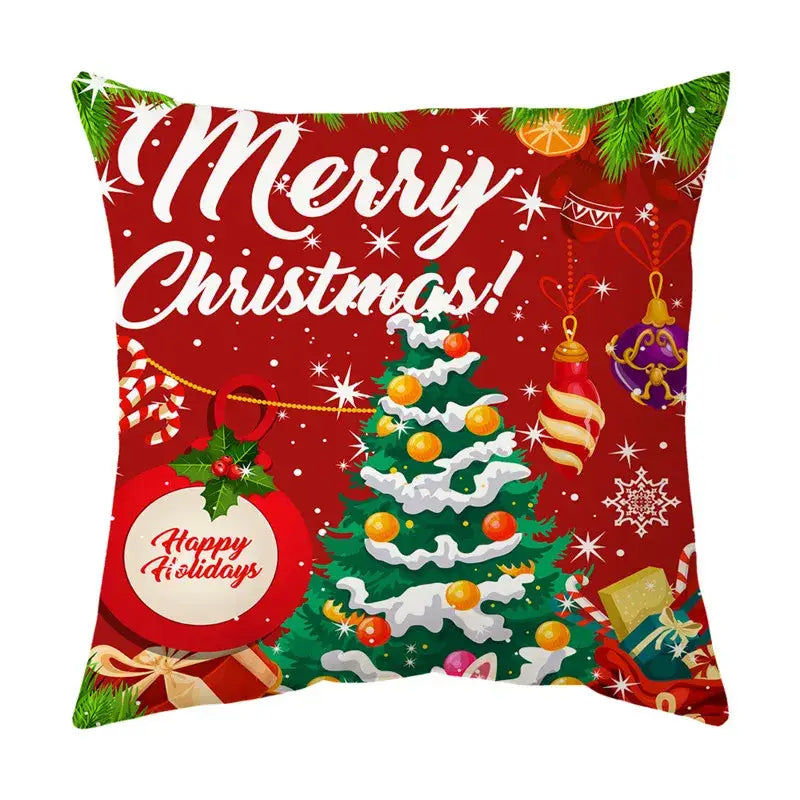 Festive red santa claus christmas sofa pillow cover living room decor