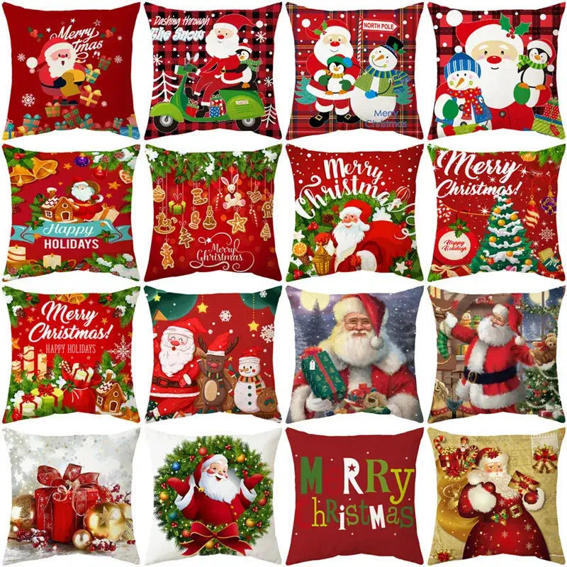 Festive red santa claus christmas sofa pillow cover living room decor
